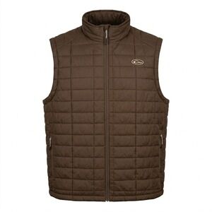 Drake Waterfowl Mens 2XL Brown Quilted Puffer Vest Full Zip Mock Neck Hunting